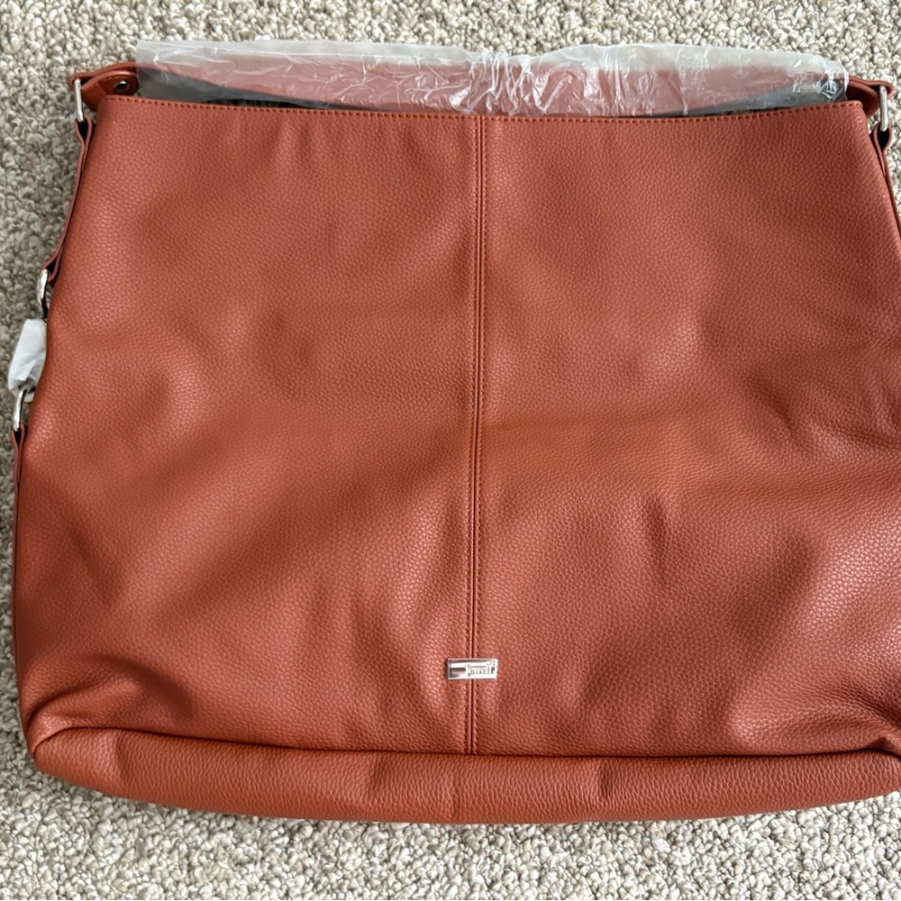 Jewell Learher Elegant Tan Tote Bag with Long Straps
